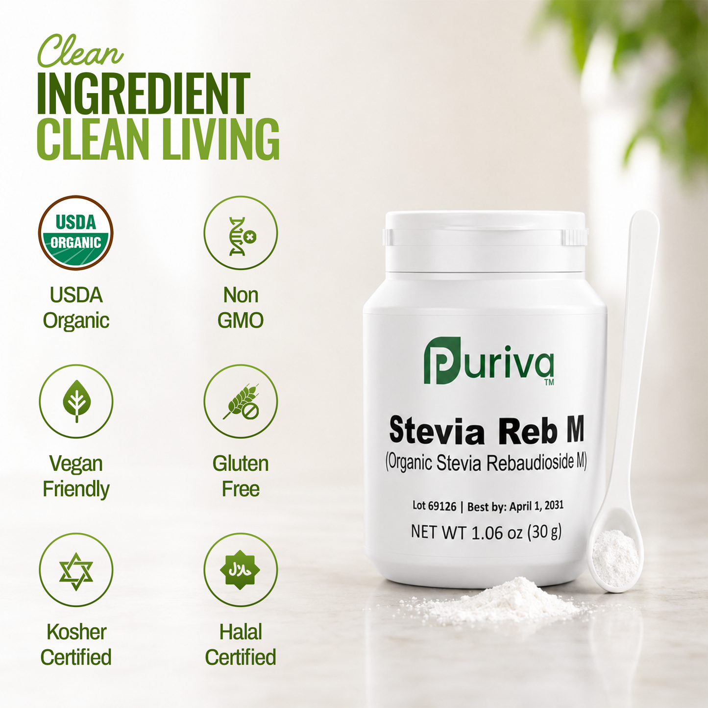 Stevia Reb M powder, 60 grams | 2,000 servings