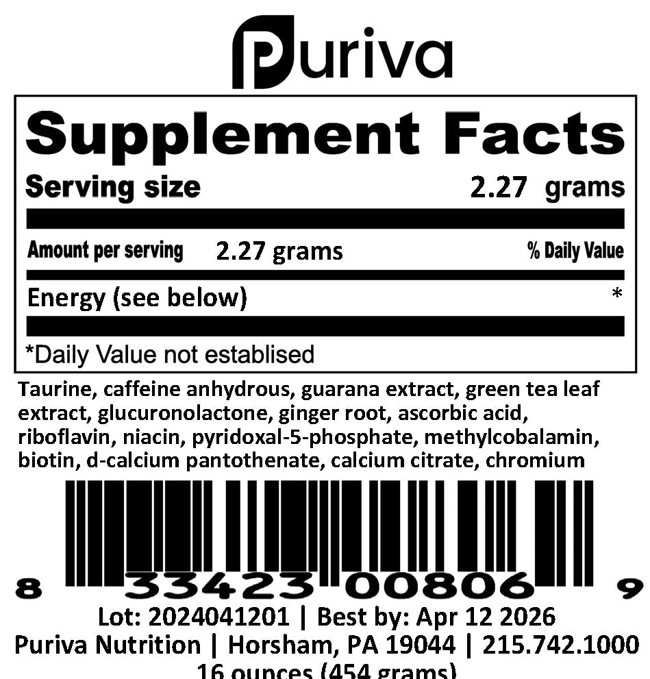 Energy powder, 1 pound, Puriva Nutrition