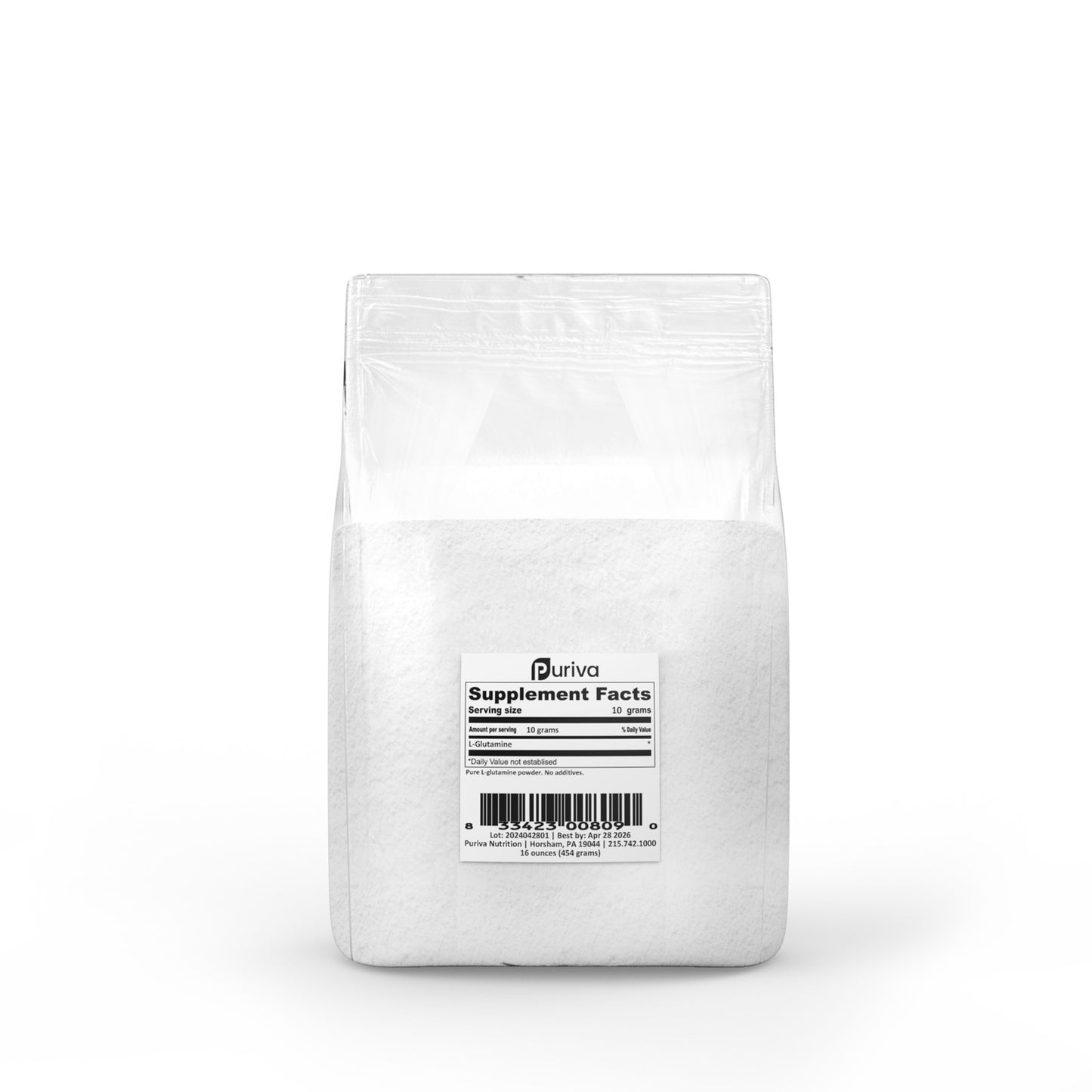 L-Glutamine powder, 1 pound, Puriva Nutrition