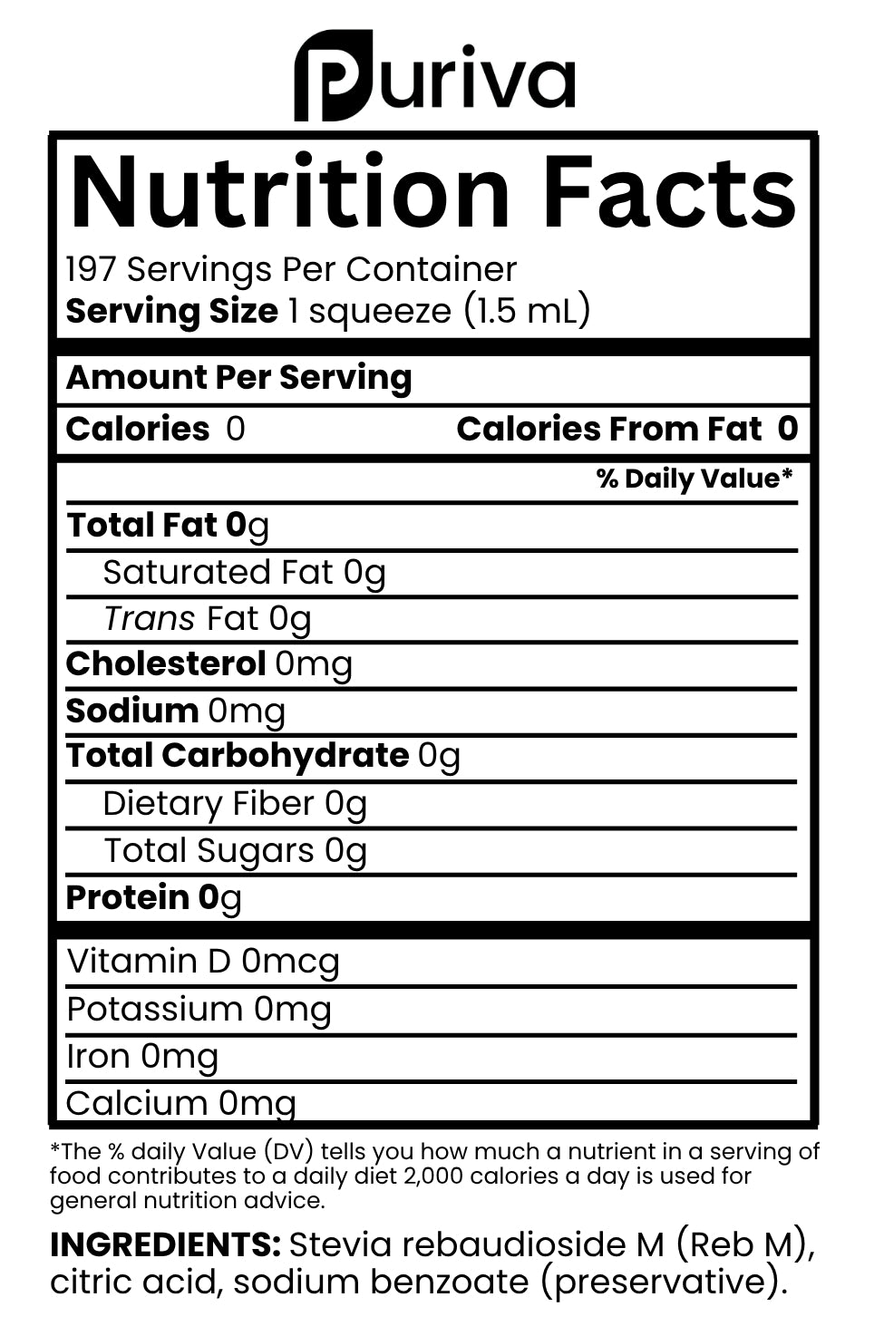 Organic Stevia Reb M Liquid Sweetener Concentrate | Superior to Reb A, Reb D, and all stevia extracts | 5,000 servings with refill pack, Puriva Nutrition