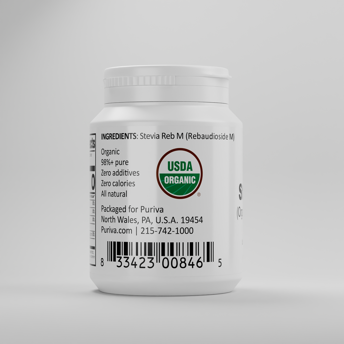 Stevia Reb M powder, (Reb-M | Rebaudioside M), 90 grams | 3,000 servings, Puriva Nutrition
