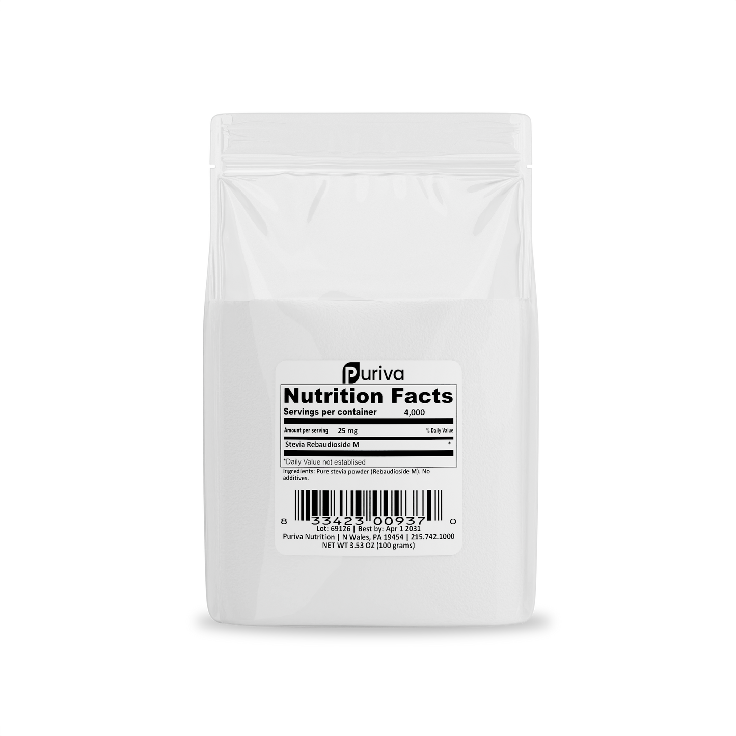 Stevia Reb M powder, 100 grams | 3,300 servings