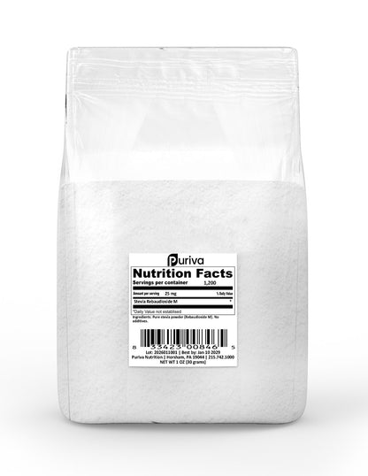 Stevia Reb M powder, (Reb-M | Rebaudioside M), 30 grams | 1,000 servings, Puriva Nutrition