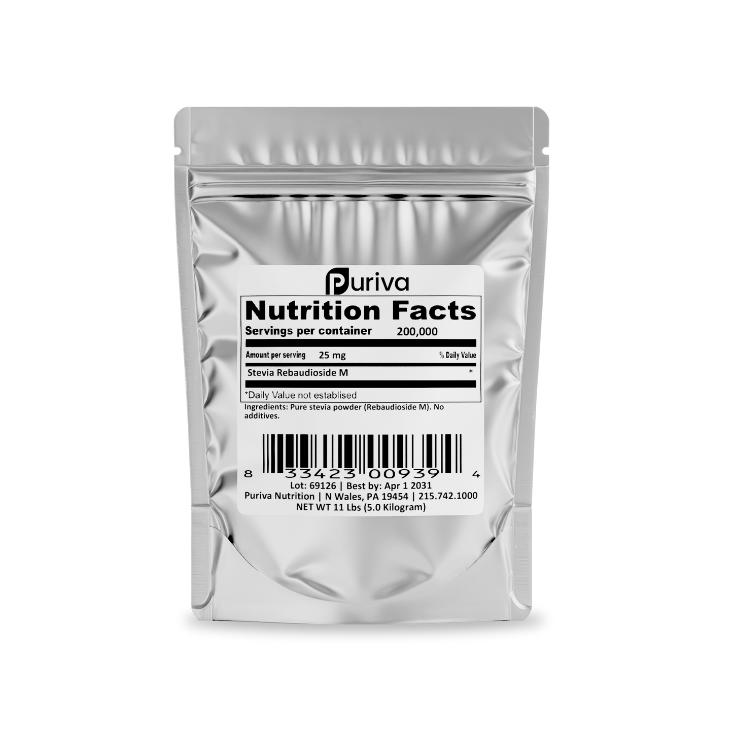 Stevia Reb M powder, 5 kilograms | 11 pounds
