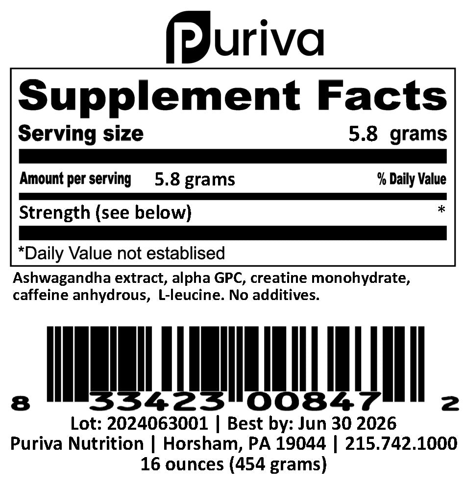 Strength powder, 1 pound, Puriva Nutrition